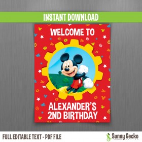 Mickey Mouse Clubhouse Birthday Welcome Sign 
